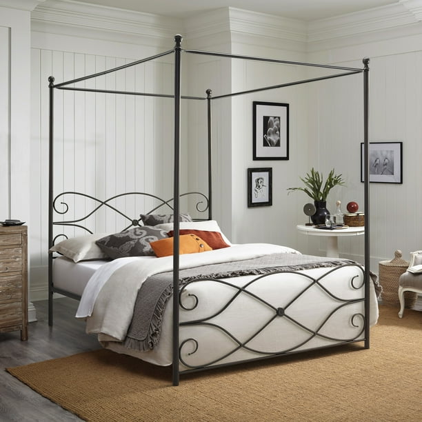 Hilale Furniture Kensie Metal Queen Canopy Bed Oiled Bronze Com Hilale Furniture Kensie Metal Queen, King Size Wrought Iron Canopy Bed