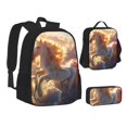 thumbnail image 2 of Naloa Rainbow Cloud White Horse Print Large Capacity Backpack Lunch Bag Pencil Case Combination 3 Piece Set for Student, 2 of 8