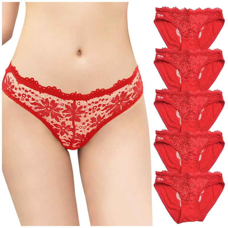 HUPOM Womens Underwear Panties For Women High Waist Leisure Tie Drop Waist  Red One Size 