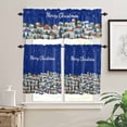 thumbnail image 2 of Merry Christmas Kitchen Curtains and Valances Set, Xmas Tree Winter Snowflake City House Rod Pocket Window Valance 18 Inch Window Curtain Panels for Living Room Bedroom Laundry, 27.5x24in, 3 Pieces, 2 of 7
