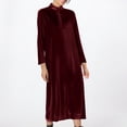 thumbnail image 7 of qolati Women Plus Size Long Sleeve Midi Dresses Fall Casual Velvet Cewneck Flowy Shift Dress Loose Peated A Line Long Dress, 7 of 7