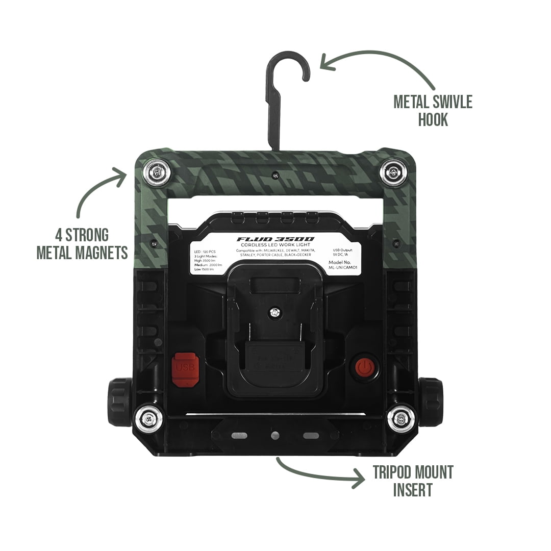 Master Tailgaters FLUD 4000 LED Work Flood Light Compatible for Universal Battery