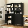 thumbnail image 4 of MAYEERTY White Tempered Glass Door Tall Storage Bookcase, 4-Door MDF Cabinet with Adjustable Shelves, Black, 4 of 7