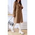 thumbnail image 4 of sicmoss Women's Camel Double Breasted Wool Overcoat, Lapel Long Winter with Pockets, 4 of 7