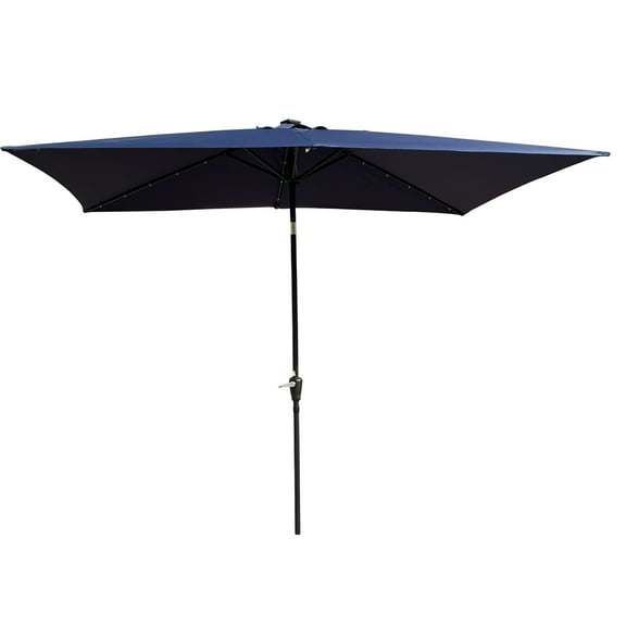 Yesurprise Patio Umbrellas, Outdoor Table Umbrella with Crank & Push Button Tilt, Solar LED Light, Rectangular Outdoor Terrace Umbrella for Garden, Deck, Backyard