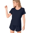 thumbnail image 5 of EnJoCho Girls 2 Piece Summer Outfits Girls Vacation Shirts for School Summer Camp Tween Short Sleeve Crew Neck T Shirt Elastic Waist Shorts Matching Set Pockets Athletic Sets, 5 of 9
