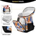 thumbnail image 3 of Backpack Cooler lunch bag 36 Can Capacity Insulated Bag for Camping, Beach, Hiking & Travel Orange and Blue Small Flowers, 3 of 7