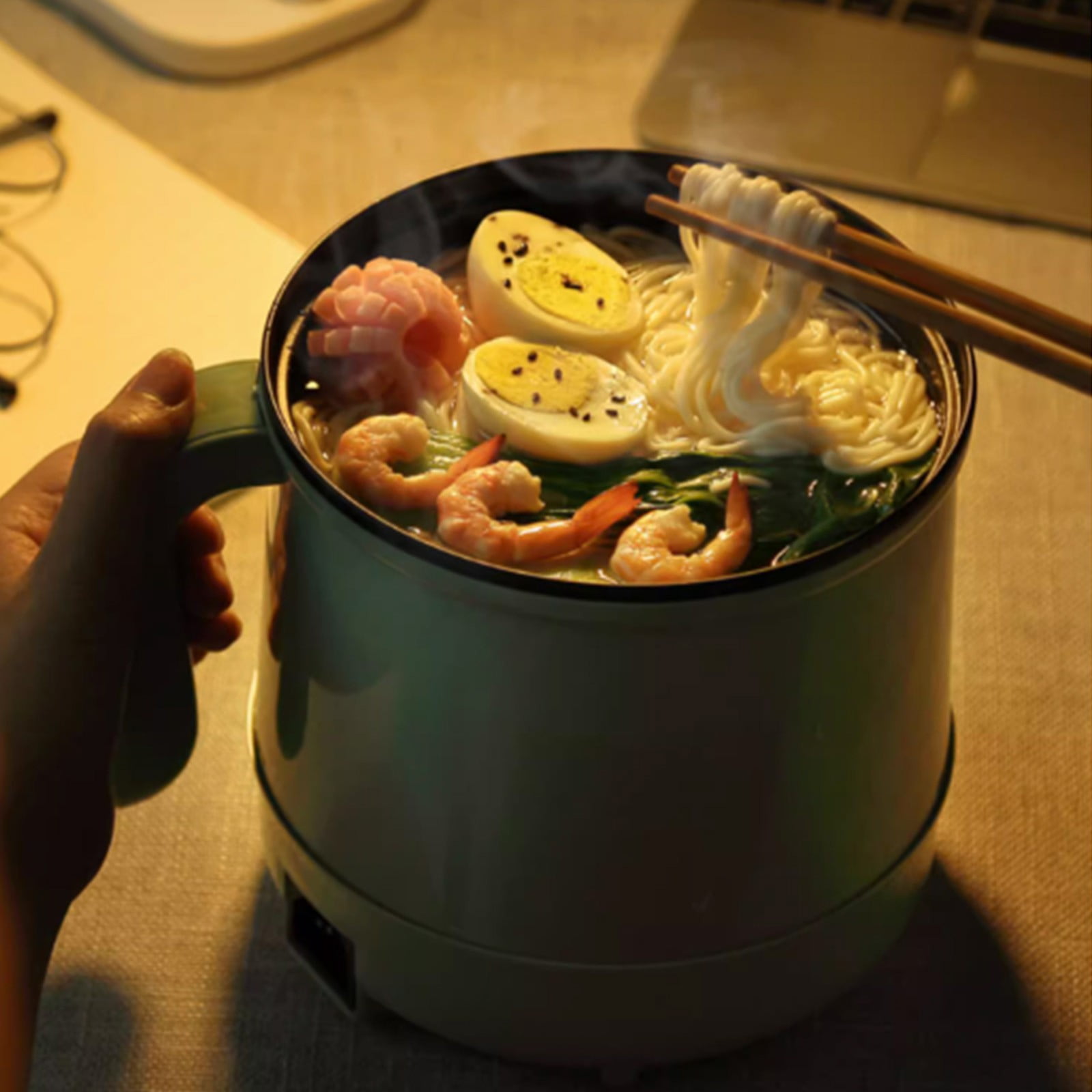 Make It Stick Non Stick Pots, 1.7L Portable Traveling Cooker with 2 Power Settings, Non-Stick Frying Pan for Home Use, Electric Hot Pot for Dorm and Office