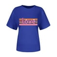 thumbnail image 5 of Avrnliq Valentine Womens Navy Striped Vintage Graphic Tee - Stretchy Crew Neck Short Sleeve Relaxed Fit Everyday Casual Top,Size L, 5 of 7