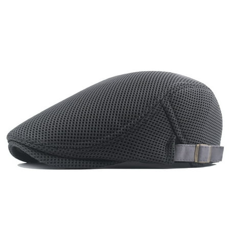 

Men Mesh Solid Color Hollow Breathable Sunscreen Forward Hat Flat Cap