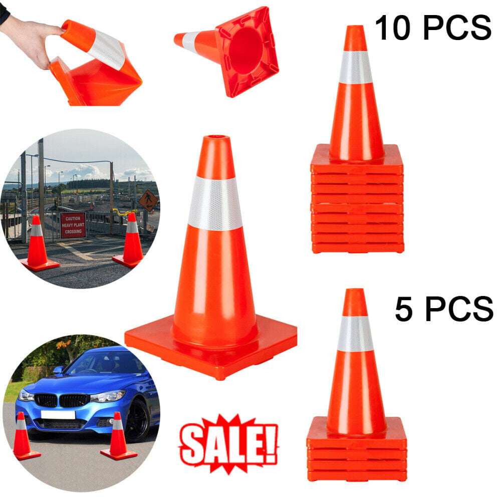 Wide Body 1850-6 18" W/ 3M Reflective Stripe Orange Safety Traffic Cones 6/Pkg 
