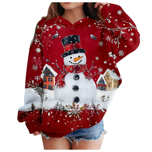 Christmas Girls Boys Hoodie Christmas Pattern Long Sleeve Shirt Top with Pocket classic Christmas Hoodies Fall Winter Outfits 7-8 Years