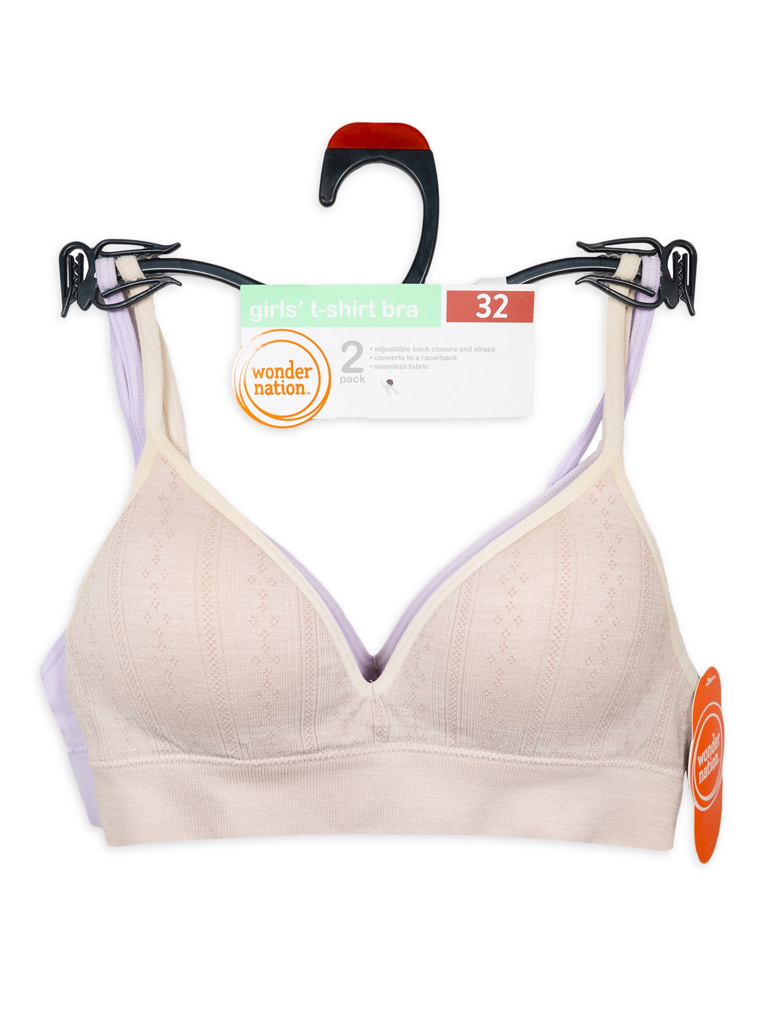 Wonder Nation Girls Seamless Longline Bras 2 Pack Sizes 30A