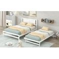 thumbnail image 6 of Bellemave Full Size Platform Bed with Adjustable Trundle Wooden Full Bed Frame with Headboard, Full Bed with Twin Pop-up Trundle forTeens, Adults No Box Spring Needed, White, 6 of 11