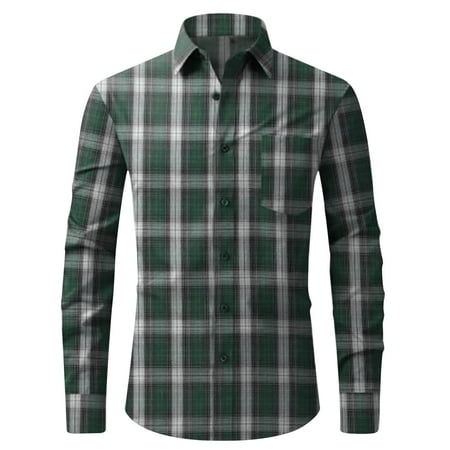 Jingwangyhbd Men S Flannel Plaid Shirts Long Sleeve Slim Fit Casual Button Down Checkered Plaid Shirt For Spring Winter Men S Dress Shirts Mens Spring Button Down Shirt