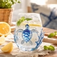 thumbnail image 6 of Artisanal Blue Ringed Ocean Animal Glassware, 2D Ocean Animal Artisan Glassware Collection, Artistic Drinking Glass, Coastal Home Decor Gift for Ocean Lovers (D), 6 of 7