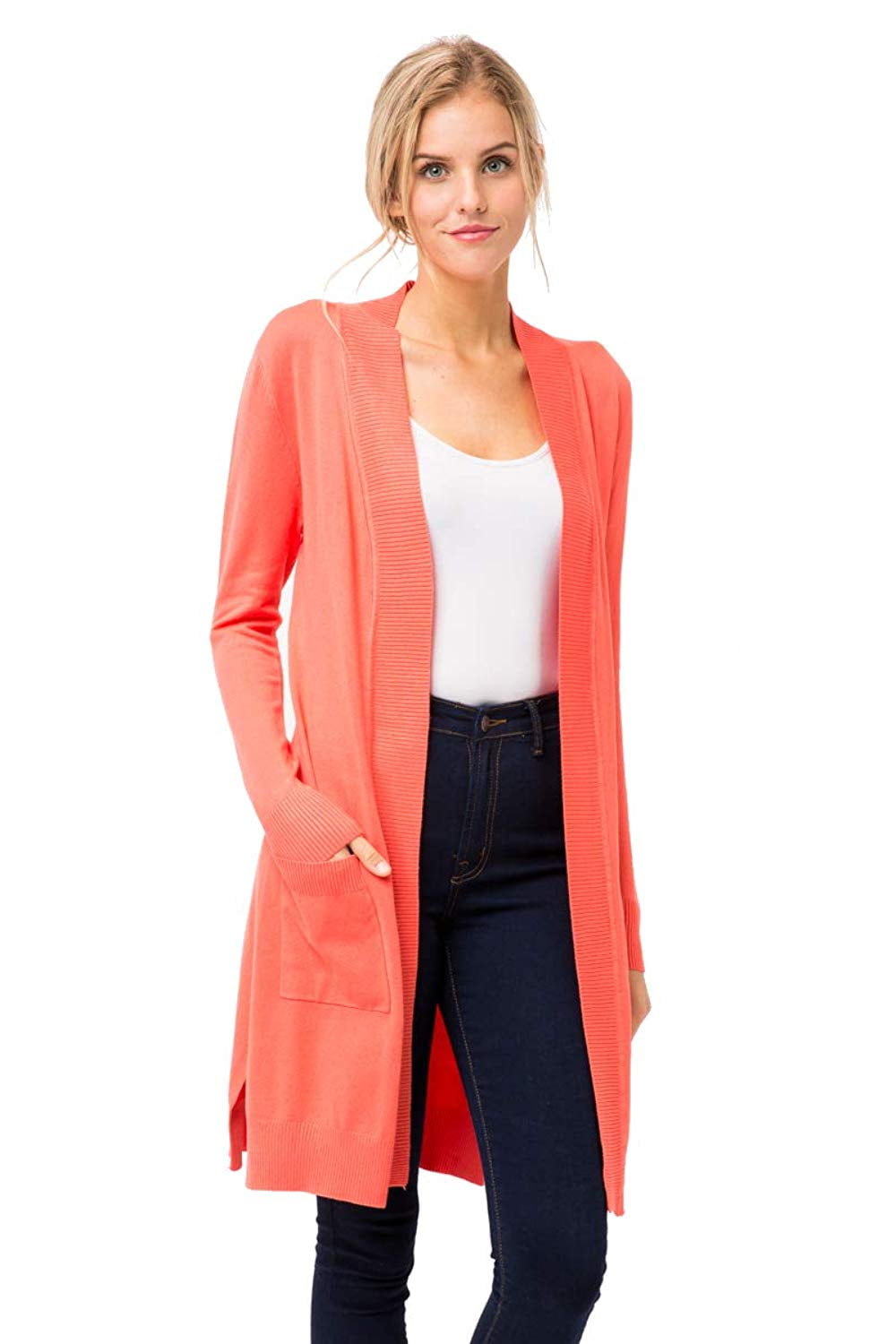 TheLovely Women Long Sleeve Long Line Duster Knit Sweater Open Front