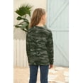 thumbnail image 5 of Sherrylily Kids Camouflage Stripe Long Sleeve Tops V Neck Criss Cross Tees Girls Casual Blouse（4-15T）, 5 of 7