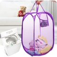 thumbnail image 5 of Cesto plegable para la colada de malla emergente con bolsillo lateral, cesta para la colada, bolsa de almacenamiento con asas de transporte para ropa sucia (paquete de 2), 5 of 5