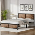 thumbnail image 3 of VECELO Queen Size Metal Platform Bed Frame with Wooden Headboard and Footboard, Strong Metal Slats Support/No Box Spring Needed, Brown, 3 of 11