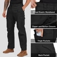 thumbnail image 3 of Asfixiado Men's Flex Cargo Pants Black Water Resistant Outdoor Trousers Ripstop Work Hiking Pants for Men with Multi Pockets, 3 of 6