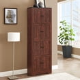 thumbnail image 2 of Barara King Tall Storage Cabinet with 8 Doors and 4 Shelves, Wall Storage Cabinet for Living Room, Kitchen, Office, Bedroom, Bathroom, Walnut, 2 of 11