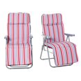 thumbnail image 1 of Ensemble de 2 Chaises Longues Inclinables d'Extérieur - Chaises Longues de Patio Grises et Rouges avec Siège Coussiné, Design Pliable et Ajustable pour Jardin, Piscine et Camping (29,5 Pouces x 23,6 Pouces), 1 of 7