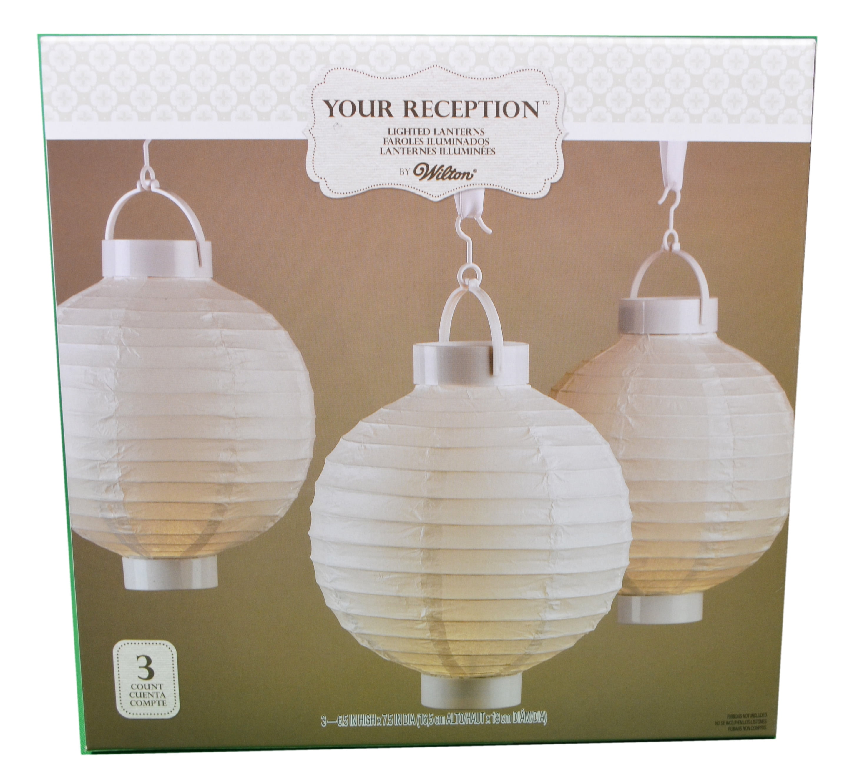 Set of 3 Wilton Hanging Light Up White Paper Lanterns Wedding Party