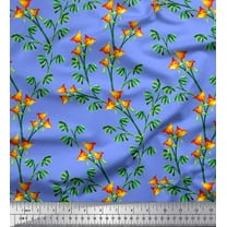 Soimoi Poly Georgette Fabric Flower & Leaves Watercolor Print Fabric by The Yard 52 Inch Wide