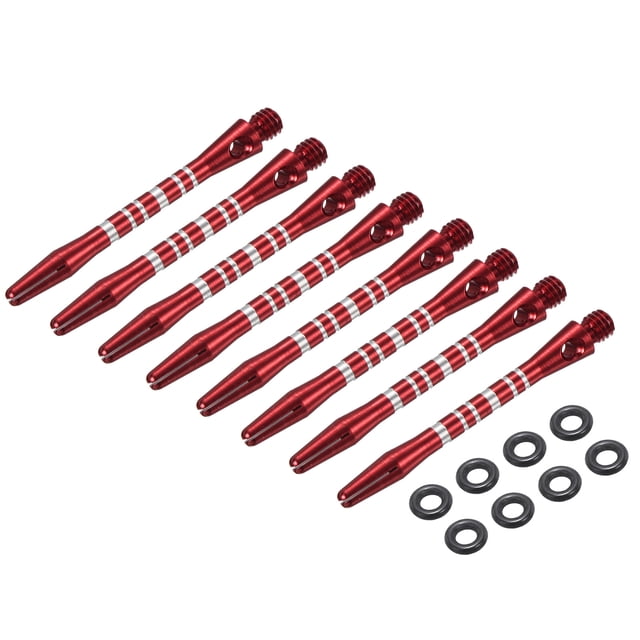 Ejes de dardos de aluminio medianos con rosca 2BA, accesorios de reemplazo con anillos de goma para puntas de acero rojas