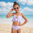 thumbnail image 2 of Baby Swimsuit Girl 9-16Y Girls High Waisted Bikini Sets Sport Two Piece Swimsuit Solid Color Ribbed Bathing Suit with Pockets, 2 of 6