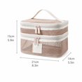 thumbnail image 3 of Double-Layer Mesh Toiletry Bag with Zippered Compartments, Khaki Travel Bathroom Vanity Storage, Large Cosmetic Organizer for Women, Makeup Bag for Vacation and Daily Use, 3 of 7