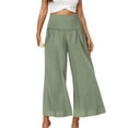thumbnail image 3 of Womens Plus Size Pants High Waisted Wide Leg Trousers Loose Spring Fall Comfortable Stretchy Petite Casual Pants for Women Light Green L, 3 of 7