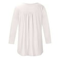 thumbnail image 6 of Htigea Women's 3/4 Length Sleeve Top Pleated Crewneck T-Shirts Flowy Tunic Blouse Casual Loose Fit Tees White,S, 6 of 6