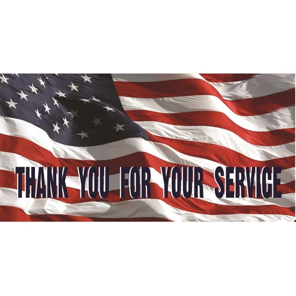 212 Main LPO7373 6 x 12 in. Thank You for Your Service on U.S. Flag Photo License Plate