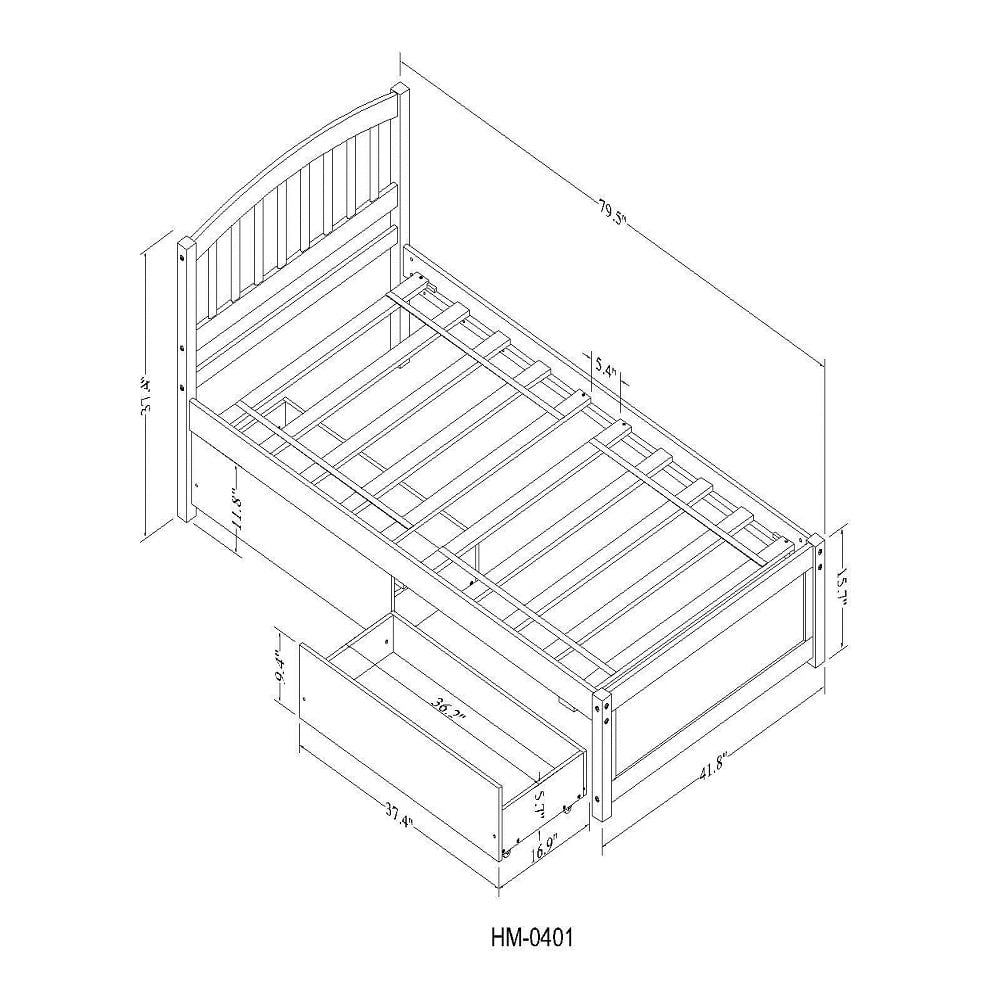 Kepooman Twin Bed Frame with Adjustable 2 Storage Drawers and Headboard with Durable Wood slats / Noise Free and Easy Assembly, White Kepooman Twin Bed Frame with Adjustable 2 Storage Drawers and Headboard with Durable Wood slats / Noise Free and Easy Assembly, White