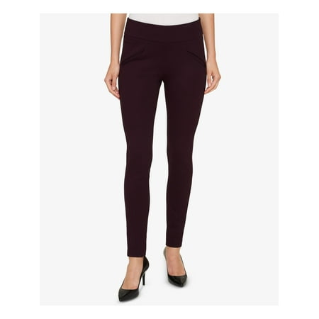TOMMY HILFIGER Womens Burgundy Ponte-knit Compression Leggings Size: 2