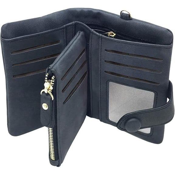 ZLCWallets for Women Bifold Small Rfid Soft Leather Ladies Wallets Trifold Womens Wallets Billfolds Mini Wristlet Clutch Cute Zipper Coin Purse with Wrist Strap