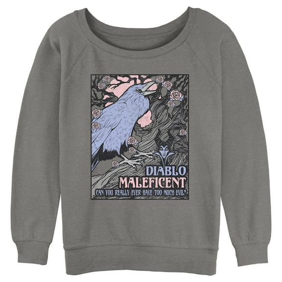 Junior's Sleeping Beauty Diablo Maleficent Can You Really Ever Have too Much Evil  Sweatshirt Gray Heather Small