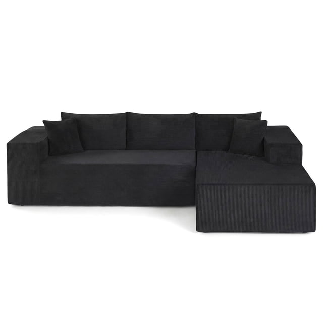 Costway 110.5" Modular Sectional Sofa with Deep Seats & Comfy Backrests, Comfy Armrests Black