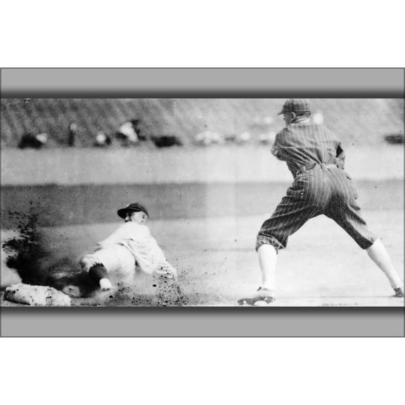 24"x36" Gallery Poster, Sam Rice slides into 3rd base at Senators vs. White Sox 1925
