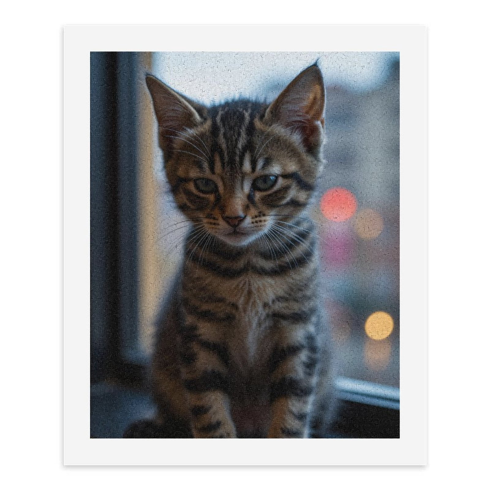 Paint By Numbers Kit for Adults Beginner - Tabby Kitten Window Light Glow DIY Canvas Painting Kits for Adults, Frameless Paint By Number for Adults for Home Wall Decor 16x20 Inch