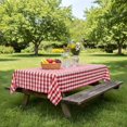 thumbnail image 4 of Red White Buffalo Plaid Waterproof Tablecloth for Christmas, Outdoor Picnic Table Cover for Holiday Dinner, Farmhouse Kitchen, Patio Dining, Reusable Checkered Table Cloth, W60 x L84 in, 4 of 8