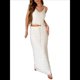 thumbnail image 1 of Conjunto de 2 Piezas para Mujer, Estilo Casual, con Falda Larga y Tirantes para Salir A la Playa. Albaricoque L, 1 of 7