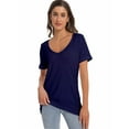 thumbnail image 2 of Womens Deep V Neck T Shirts Casual Short Sleeve Loose Fit Basic Fashion Tee, 2 of 6