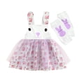 thumbnail image 1 of ITFABS Girls' Dress Leg Covers Cartoon Rabbit Print Flowers Mesh Yarn Loose Hem Cute Casual Dress, 1 of 9