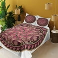 thumbnail image 3 of Ambesonne Ethnic Fitted & Top Sheet Set with Shams, Red Mandala Pattern, Magenta and Yellow, 3 of 5