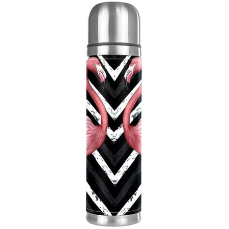

HOHODIY Stainless Steel Vacuum Thermos Bottle Painted Insulated Bottle 18 oz Leak Proof Water Bottle for Keeping Liquids Hot or Cold for Up to 24 Hours Flamingo Zigzag