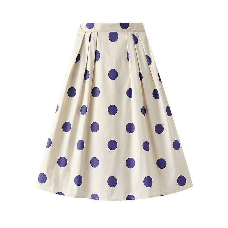 HSMQHJWE Jumper Skirt Tennis Skirt For Women Women Fashion Skirt High Waisted A Line Mid Length Polka Dot Contrast Color Swing Skirt With Pockets Summer Pleated Skirt Womens Skirts Size Small Knee