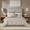 thumbnail image 2 of Madison Park King Size 12 Piece Jacquard Comforter Set with Bed Sheets Khaki,Bed in a Bag,All Season Bed Set,Cozy and Lightweight, 2 of 10